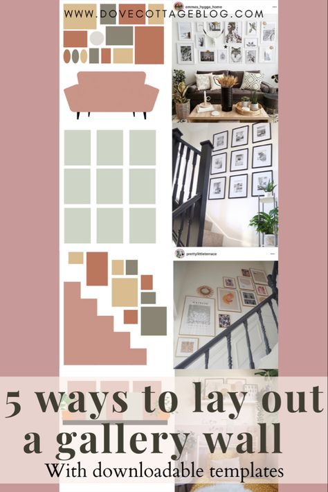 Simple ways to lay out a gallery wall in your home - with printable templates to recreate or DIY the style in your own house. From staircase gallery walls to over a bed, and on a picture ledge - here’s how to create a simple look on a tight budget #gallerywall #gallerywalltutorial #diyhomeprojects Gallery Wall Tutorial, Gallery Wall Spacing, Staircase Gallery, Gallery Wall Template, Gallery Wall Staircase, Wall Inspiration, Artwork Gallery, Gallery Wall Inspiration, Picture Ledge