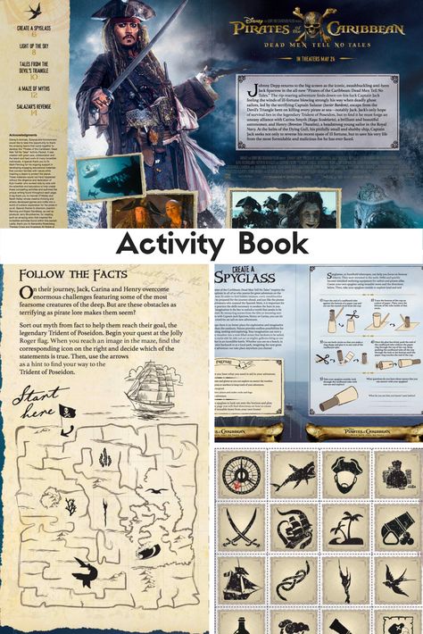 Pirates of the Caribbean Activity Book Printable #PiratesLife #PiratesOfTheCaribbean Pirates Of The Caribbean Printables, Activity Book Printable, Dead Men Tell No Tales, Around The World Theme, Explorers Activities, Star Wars Love, Fun Printable, Disney Side, Disney Holiday