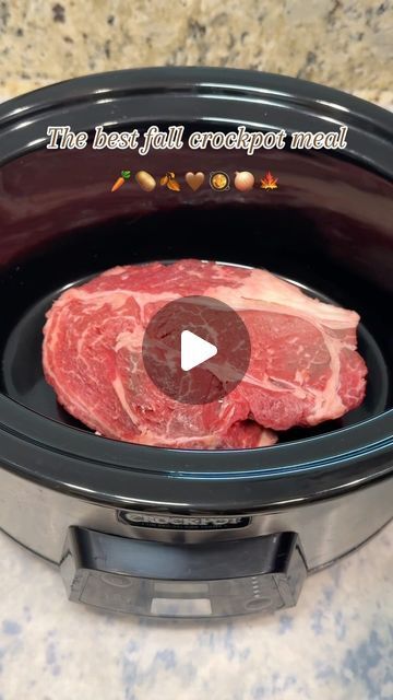 Jenna | Recipes on Instagram: "🍁 Save + Follow: Easy Crockpot Roast Recipe  Instructions: Place chuck roast in the crockpot. Season with salt, pepper, garlic, onion powder, and steak seasoning. Sprinkle in a packet of ranch, brown gravy mix, and onion soup mix. Dice 1 small onion and add petite carrots. Pour beef broth over everything. Cook on high for 5 hours (longer for larger roasts).  Using @sweesedotcom platters. Find these on AMAZON! These platters are in White Grey 🤍🩶  #CrockpotMeals #ComfortFood #RoastRecipe #FallCooking"