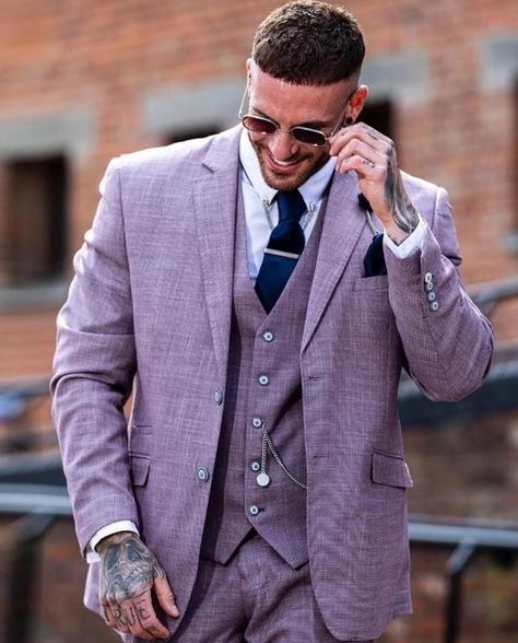 Lilac Suit Men, Social Outfits, Engagement Couple Dress, Wedding For Men, 2023 Bride, Formal Costume, Grey Suit Men, Tweed Wedding Suits, Classy Suits