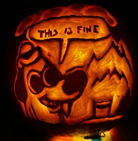 Pumpkin Meme, Pumpkin Etching, This Is Fine Meme, Halloween Pumpkin Carving Stencils, Halloween Pumpkin Designs, Pumpkin Carving Patterns, Pumpkin Carvings Stencils, Halloween Pumpkins Carvings, Colorful Trees