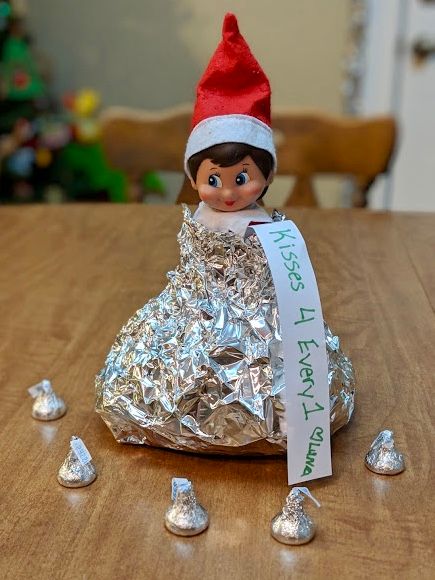 December 23rd Elf On The Shelf, Elf On The Shelf Ideas Hershey Kisses, Elf On The Shelf Goodbye Kisses, Sports Elf On The Shelf Ideas, Hershey Kiss Elf On Shelf, Elf On The Shelf Shenanigans, Elf On The Shelf Nugget Couch, Elf On The Shelf Dress Up, Elf On The Shelf Kisses Ideas