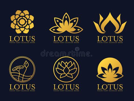 Gold lotus logo sign vector set design royalty free illustration Newspaper Logo, Spa Logo Design, Medicine Logo, Lotus Flower Logo, Lotus Symbol, Hospital Logo, Lotus Logo, Guitar Logo, Flower Logo Design