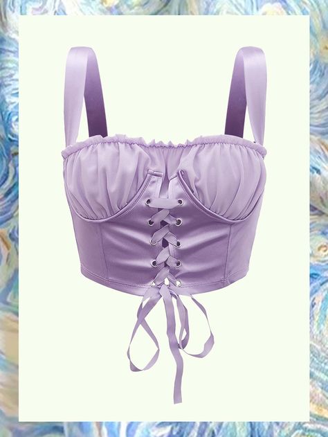 Cute Purple Crop Tops, Cheap Purple Cropped Top, Trendy Purple Cropped Top, Purple Fitted Cami Top, Light Purple Crop Top, Lilac Crop Top, Purple Cute, Satin Cami Top, Satin Crop Top