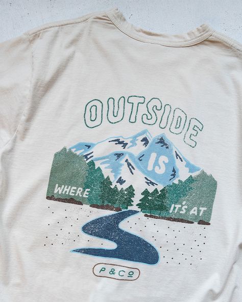 Men's Graphic T-Shirts | Screen-Printed T-Shirts – P&Co USA Nature Shirt Design, Shirt Logo Design, Adventure Outfit, Nature Shirts, Outdoor Shirt, Shirt Print Design, Bone White, Men's Graphic T Shirt, Mens Graphic Tee