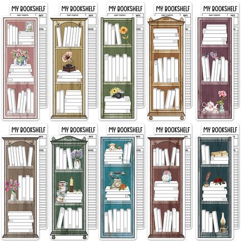 PRICES MAY VARY. ✿100Pcs Bulk Bookmarks - You will get 100 pieces vintage library bookmarks with 10 different exquisite patterns, beautiful and practical, the quantity fully meets your needs. ✿Track Your Reading Progress - With bookshelf design on the front, you can write down the books you have read on the spine and paint the color you like. The back features a reading list design, which can help you record the book's name, date, title and star rating of the book or chapter, to track your readi Library Bookmarks Free Printables, Bookshelf Tracker Printable, Book Spine Design, Bookshelf Bookmark Printable, Free Book Tracker Bookmark, Printable Bookshelf Reading Log, Library Card Bookmark, Library Bookmarks, Card Bookmark