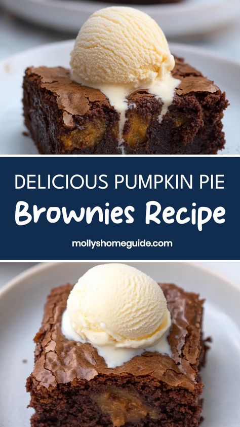 Indulge in the best of both worlds with these decadent pumpkin pie brownies. A rich, fudgy brownie base topped with a luscious layer of spiced pumpkin pie – it's a match made in dessert heaven! These treats are perfect for fall gatherings, Halloween parties, or simply satisfying your sweet tooth cravings. The combination of chocolate and pumpkin flavors creates a mouthwatering experience that will delight your taste buds. Heavenly Pumpkin Brownies, Brownie With Pumpkin Puree, Pumpkin Brownies Allrecipes, Libby’s New Pumpkin Pie Recipe, Libby’s New Fashioned Pumpkin Pie, Libby’s Classic Pumpkin Pie Recipe, Spiced Pumpkin Pie, Pie Brownies, Pumpkin Brownies