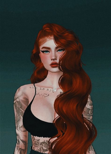 Imvu sexy ginger girl gingerhair redheadgirl tattoo Sims Red Hair, Imvu Red Hair, Ginger Bratz, Stitch Drawings, Imvu Girl, Lilo And Stitch Drawings, Stitch Drawing, Ginger Girls, Long Black Hair