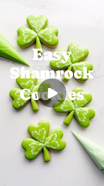 Mandy Edmunds on Instagram: "Share the luck o’ the Irish with these adorable and easy shamrock cookies! ☘️  Perfect for the beginning cookie decorator, learn how to use the “wet-on-wet” icing technique to create a realistic and intricate leaf design!  Here’s what you’ll need:  ☘️Light green flood icing ☘️Darker green flood icing ☘️Cookie scribe OR a toothpick  Tips for perfect cookies:  💚Be sure to let the icing crust over before flooding in each leaf to ensure definition between them… otherwise they’ll all run together.  💚Wipe off your scribe/toothpick with a clean, damp paper towel between swipes. This prevents icing buildup and you’ll get a cleaner, more precise design.  💚If you need help achieving the perfect flood consistency, be sure to watch my royal icing tutorials (free recipe Icing Tutorials, Royal Cookies, Cookie Scribe, Flood Icing, Shamrock Cookies, Perfect Cookies, Cutout Cookies, Icing Techniques, Cooking Hacks