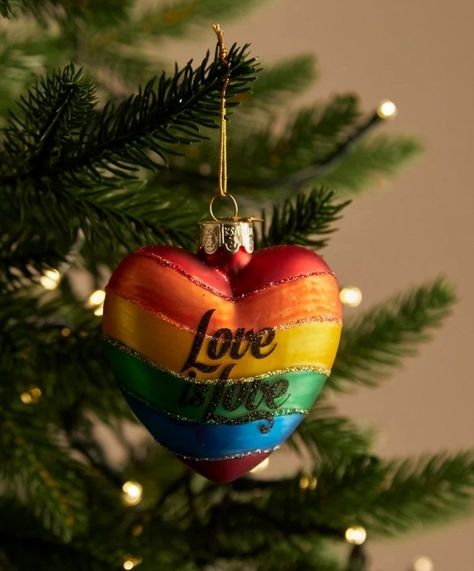 Rainbow Christmas Ornaments, Pride Christmas, Pride Festival, Rainbow Ornaments, Rainbow Sparkle, Rainbows Christmas, Heart Ornament, Rainbow Heart, Pride Flags