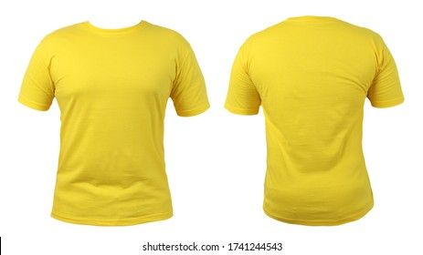 Yellow Mens Shirt Template Front Back Stock Photo 140419207 | Shutterstock Shirt Template, T Shirt Image, Yellow Shirts, Plain Tees, Plain Tshirt, Teenager Outfits, Casual Tank Tops, Tshirt Mockup, Shirt Mockup