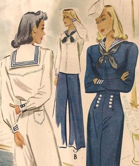 McCall's Pattern Behavior Tumblr is our favorite thing on the Internet right now. 50s Sailor Dress, Costume Sewing Pattern, Style Année 20, Costume Sewing, Patron Vintage, Fashion 1940s, Suit Costume, Vintage Sailor, Sailor Style