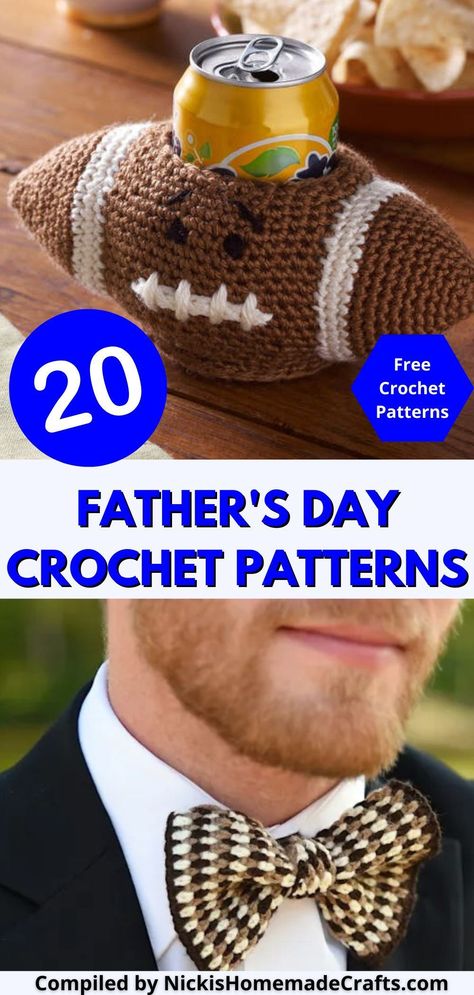 Give the special dad in your life a thoughtful and personalized gift this Father's Day with our collection of free crochet patterns. With over 20 simple yet beautiful patterns included, you can create something unique and meaningful - perfect for showing your dad just how much you care. From cozy throws to stylish accessories, these patterns are sure to bring a smile to your dad's face. Fathers Day Crochet Patterns, Men Crochet Projects, Crochet Father's Day Gift Ideas, Crochet Ideas For Father’s Day, Grandpa Crochet Gifts, Crochet Gifts For Husband, Father's Day Crochet Ideas, Fathers Day Crochet Gifts, Crochet Ideas For Fathers Day