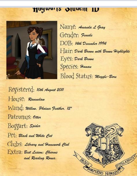 Hogwarts ID Hogwarts Id, Houses Cute, Hp Oc, Harry Potter Classroom, Notebook Ideas, Cat Club, Hogwarts Houses, Harry Potter Fantastic Beasts, Ravenclaw