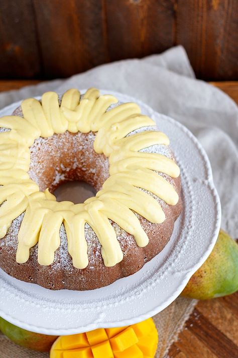 Mango Glazed Bundt Cake - Jennifer Meyering Glazed Bundt Cake, Mango Glaze, Perfect Backyard, Food Photographer, Backyard Party, Mom Blogger, Bundt Cake, Pound Cake, Super Simple