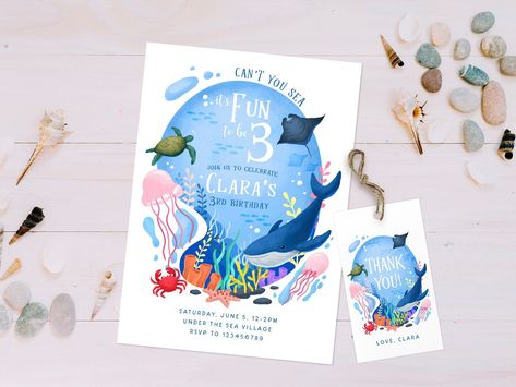 10th Birthday Invitation, Ocean Theme Party, Boy Printable, Kids Birthday Party Invitations, Invitations Diy, Sea Birthday, Digital Invite, Under The Sea Party, 12th Birthday