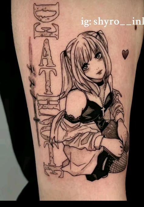 Misa Amane Tattoo, Misa Tattoo, Brooke Tattoo, Deathnote Tattoo, Ghibli Tattoo, L Tattoo, Aesthetic Tattoos, Movie Tattoos, Ink Spots