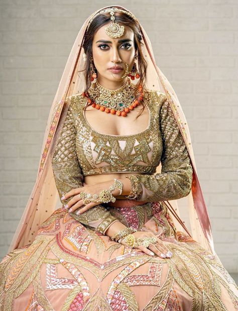 Surbhi Jyoti wears a pink bridal lehenga Lehenga Pics, Pink Bridal Lehenga, Indian Wedding Lehenga, Surbhi Jyoti, Indian Lehenga Choli, Bridal Makeover, Bridal Lehenga Collection, Bollywood Lehenga, Pink Lehenga