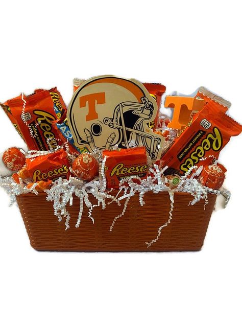 Excited to share the latest addition to my #etsy shop: Vols for Life! Candy Arrangement https://etsy.me/3TMjEiK #orange #white #utk #tennessee #vols #gbo #candy #candyarrangement #giftarrangement Homecoming Baskets Football, Tennessee Themed Gift Basket, Gift Basket Football Theme, Orange Themed Gift Basket, Football Candy Boquets, American Candy Basket, Finals Care Package, Game Watch, York Peppermint Patty