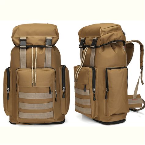 80L Multi-Color Large Capacity Waterproof Tactical Backpack Outdoor Travel Hiking Camping Bag Specification: Capacity 80L Colors Black,Khaki,CP Camouflage, Jungle Camouflage,ACU Camouflage Material Oxford Cloth(Waterproof) Expanded Size 35cm/13.78"x22cm/8.66"x74cm/29.13" Unexpanded Size 35cm/13.78"x22cm/8.66"x66cm/25.98" Applicable occasions Mountaineering, hiking,traveling, camping, adventure, etc. [Conversion: 1cm=0.3937 inch, 1inch=2.54 cm] Features: 1. Made of waterproof oxford cloth tear re Jungle Camouflage, Travel Ad, Hiking Bag, Tactical Backpack, Outdoor Backpacks, Travel Comfort, Military Tactical, Camping Bag, Travel Hiking