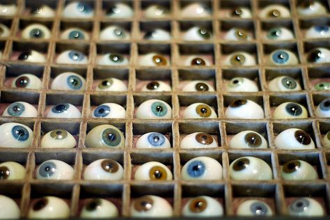 Glass eye collection Glass Eye Prosthetic, Eye Prosthetic, Mad Father, Medical Pictures, Vintage Medical, Antique Shop, The Plaza, Mad Scientist, Medical Equipment