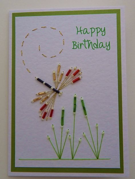 Cards With Stitching, Hand Stitched Cards, Stitched Cards Handmade, Stitching Cards Patterns Free, Bead Cards, Beaded Cards, Embroidery Cards Pattern, Cards Decoration, Embroidered Cards