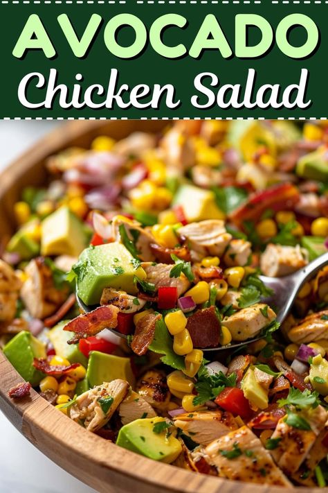 This refreshing avocado chicken salad combines tender chicken, creamy avocado, and zesty flavors. It's mayo-free and packed with protein and healthy fats. Chicken Avocado Recipes, Chicken And Avocado Recipes, Throwback Recipes, Salad With Protein, Avocado Chicken Recipes, Chicken Avocado Salad, Avocado Chicken Salad Recipe, Chicken Mashed Potatoes, Baskets Diy