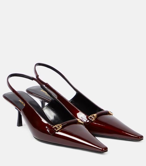 Carine 55 patent leather slingback pumps in red - Saint Laurent | Mytheresa Bridal Bag, Mid Heels Pumps, Designer Pumps, Rings Jewelry Fashion, Saint Laurent Shoes, Evening Shoes, Slingback Pump, Summer Accessories, Luxury Brands