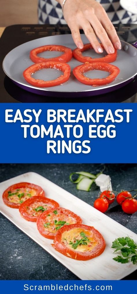 Eggs Cooked In Tomatoes, Eggs Baked In Tomatoes, Egg Cheese Tomato Breakfast, Tomatoes With Eggs, Eggs In Tomato Rings, Tomatoes And Egg, Breakfast Tomatoes Egg, Tomato Recipes Breakfast, Egg Tomato Sandwich