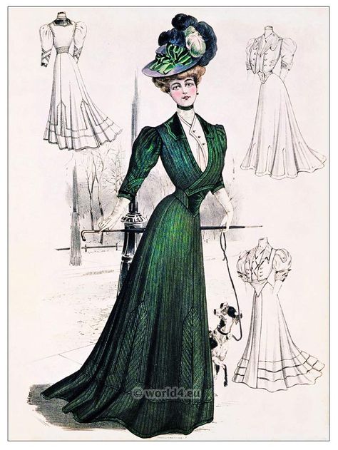 1890s Dress, 1890 Fashion, Edwardian Fashion Plates, Historic Dresses, Art Nouveau Fashion, Belle Epoque Fashion, Western Wardrobe, 1899 Fashion, 1900 Fashion