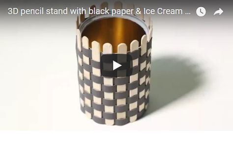 3D pencil stand with black paper & Ice Cream Sticks | Do It Yourself . Make your own PEN HOLDER at home. How to Make Pen Stand || Origami Pen Holder || Paper Pencil Holder || Ice Cream Sticks pencil stand. in this video, i will show you - how to make awesome pencil stand origami with black color paper , ice cream sticks , kaju jar . Paper Pencil Holder, Paper Ice Cream, Pencil Stand, Amazing Science Experiments, Ice Cream Sticks, Empty Jar, Pen Stand, Ice Cream Stick, Paper Pencil