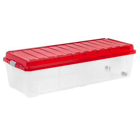 44-Gallon Rectangular Plastic Red Lid Storage Bin Container Cages For Hamsters, Hamster Bin Cage, Bin Cage, Holiday Decor Storage, Outdoor Christmas Lights Ideas, Christmas Tree Storage Box, Christmas Lights Ideas, Hamster Stuff, Ornament Storage Box