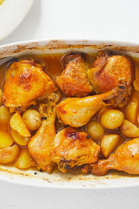 Braised Lemon-Saffron Chicken and Potatoes Recipe - NYT Cooking Nyt Recipes, Saffron Chicken, Saffron Recipes, Clean Keto, Chicken And Potatoes, Yeast Breads, Spanish Cuisine, One Pot Dinner, Nyt Cooking