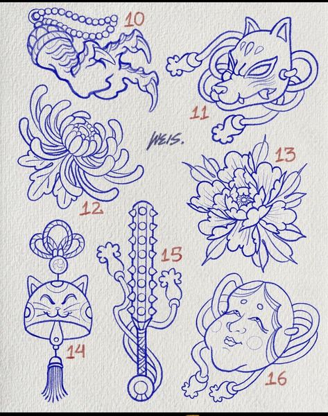 Japanese Style Neck Tattoo, Pair Of Tattoos, Tradition Japanese Tattoo, Small Traditional Japanese Tattoo, Japanese Tattoo Flash Art, Japanese Tattoo Flash Sheet, Japan Flash Tattoo, Japanese Flash Art, Asian Flash Tattoo