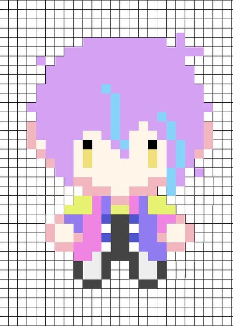 Vocaloid Perler Bead Patterns, Chibi Perler Bead Patterns, Vocaloid Perler Beads, Project Sekai Perler Beads, Project Sekai Pixel Art, Rui Kamishiro Papercraft, Perler Pattern, Project Sekai Colorful Stage, Rui Kamishiro