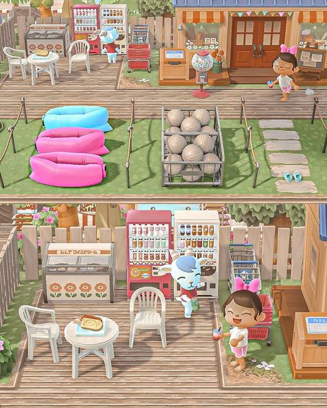 Soda break with Sherb! 🥤☀️ Thank you @acnhtreasureisland Animal crossing new horizons ACNH Nintendo switch wholesome gaming cozy design beach town tropical cottagecore island idea inspiration aesthetic cosy decor build inspo game photography cute villagers small town vibes happy friendship towncore surf summer #acnh #acnhdesigns #acnhcommunity #acnhinspo #acnhisland #acnhidea #acnhinspiration #crossingcreations #nookspiration #animalcrossingnewhorizons #wholesomegames #acnhvillager #anim... Cottage Core Animal Crossing Island, Animal Crossing Spanish Theme, Town Ideas Acnh, Acnh Private Beach Ideas, Town Core Acnh, Animal Crossing Ice Cream Stall, Acnh Island Decoration Ideas, Small Acnh Builds, Acnh Beach Towel Design