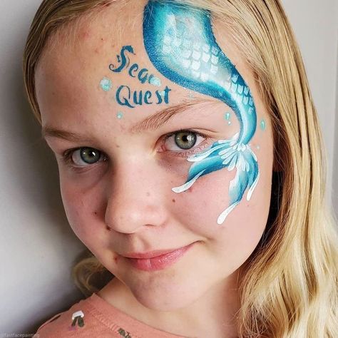 Sea Creature Face Paint, Under The Sea Face Paint, Mermaid Tail Face Paint, Sea Face Paint, Mermaid Face Paint Kids Easy, Ocean Face Paint, Horse Face Paint, Mermaid Face Paint, Easy Face Painting Designs