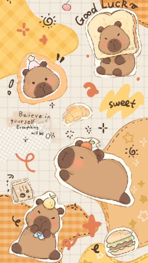 Aesthetic Capybara Wallpaper, Capybara Phone Wallpaper, Capybara Wallpaper Iphone, Kapibara Wallpaper, Kawaii Wallpaper Iphone, Capybara Wallpaper, Capybara Cute, Female Anime Characters, Cute Iphone Wallpaper Tumblr