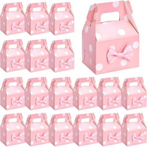 PRICES MAY VARY. Super Value Pack: Package includes 30PCS pink polka dot favor boxes (2.8 x 2 x 4inches) with bow. Our spot design can not only satisfy the love for spots, but also satisfy the pursuit of saturation in color. Easy to Use: Simply push the opposite corners toward the center in a quick motion to pop up the box. No need for adhesive or glue to put it together. High Quality: Crafted from high quality cardstock paper, these gable boxes securely hold various treats without tearing. Conv Minnie Baby Shower, Minnie Mouse Birthday Theme, Minnie Mouse Birthday Decorations, Sweet Sixteen Birthday Party Ideas, Snacks Candy, Candy Birthday, Minnie Mouse 1st Birthday, Tutu Birthday, Candy Birthday Party