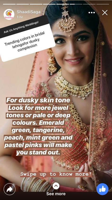 Bridal Lehenga For Dusky Skin, Sarees For Dusky Skin Tone, Lehnga For Dusky Skin Tone, Dusky Skin Bridal Saree, Dusky Skin Makeup Indian Bride, Dusky Skin, Saree Ideas, Deep Colors, Jewel Tones