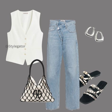 Casual Afternoon Date Outfit, Jeans Outfit Summer 2023, Summer Lunch Date Outfit, Denim Jeans Outfit Summer, Brunch Date Outfit, Fall Lunch, Tailored Waistcoat, Outfit Suggestions, Lunch Date Outfit