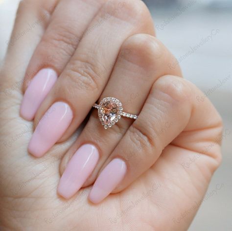 Pink Stone Engagement Rings, Pear Shaped Wedding Rings, Pink Morganite Ring, Morganite Engagement Ring Rose Gold, Propose Ring, Pear Cut Ring, Pear Shaped Ring, Pear Engagement Ring, Art Deco Engagement