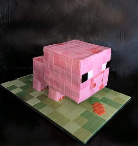 Minecraft Pig Cake Minecraft Pig Cake, Piggy Cake, Minecraft Pig, Pig Cake, Minecraft Cake, Pig Party, Minecraft Birthday, Food List, 8th Birthday