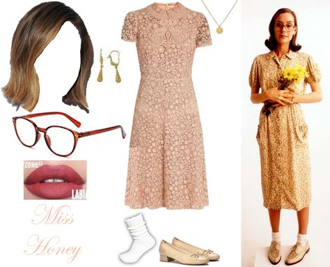 Ms Honey Matilda Costume, Mrs Honey Matilda, Miss Honey Costume, Miss Honey Outfit, Ms Honey Matilda, Lavender Matilda, Jennifer Honey, Matilda Characters, Honey Costume