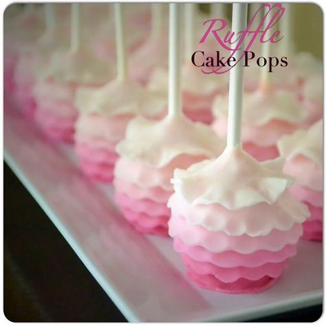 Ruffle Cake Pops - sweet and feminine: great for the little budding ballerina in your life. -LRE Ruffled Cake, Cake Pop Tutorial, Cupcakes Decorados, Ruffle Cake, Straight Forward, Cake Balls, Cake Pop, Love Cake, Cakepops