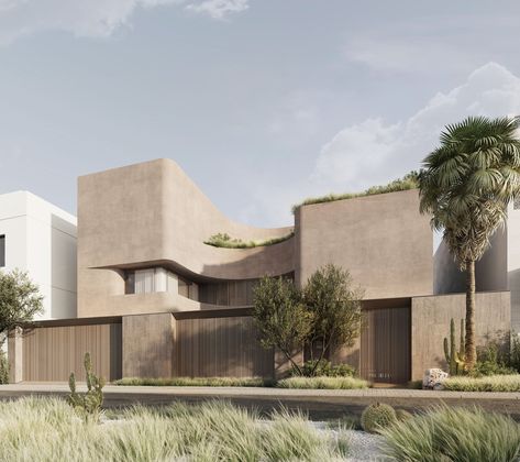 Soft House — Alhumaidhi Architects | Architecture & Design Office in Kuwait Desert Villa, Modern Mediterranean Homes, Luxury Villa Design, Plaza Design, School Building Design, Aesthetic Architecture, Villa Design Architecture, Creepy Houses, Architecture Building Design