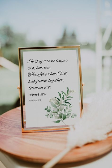 Wedding Decor Christian, Christian Wedding Signs, Bible Verse Wedding Sign, Faith Based Wedding Ideas, Bible Wedding Verses, Wedding Christian Ideas, Christian Wedding Favors, Biblical Wedding Ideas, Bible Verses For Wedding Ceremony