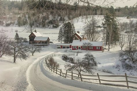 New England Farm In Snow by Joann Vitali https://fineartamerica.com/featured/new-england-farm-in-snow-joann-vitali.html Visit Vermont Today #interiordesign Visit Vermont, New England Farm, Vermont Winter, Farm Scenery, Vermont Farms, New England Aesthetic, England Winter, New England Farmhouse, Big Farm