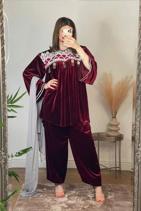 Afghani Modern Maroon Velvet Short Dress For Afghani Girls Velvet Short Dress, Hilarious Dogs, Afghani Dresses, Afghani Dress, Velvet Dress Short, Afghani Clothes, Pakistani Women Dresses, Velvet Dress Designs, Afghan Fashion