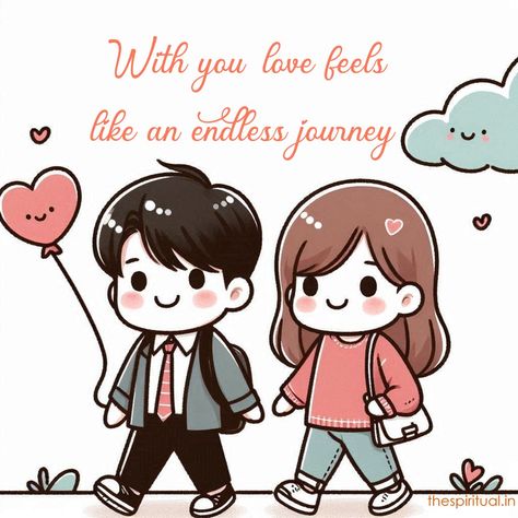 With you, love feels like an endless journey.. . . . . . . #love #lovequotes #relationshipgoals #relationshipquotes #couplegoals #couplequotes #dailyquotes #thespiritual #thespiritualin #dailyquotes #dailymotivation #together Cute Couple Cartoon Quotes, Love Picture Quotes, New Relationship Quotes, Romantic Moments, Cute Love Quotes, Couple Quotes, Love Notes, Heartfelt Quotes, Felt Hearts